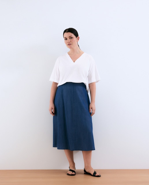Couchel - Falda midi fluida Lyocell.