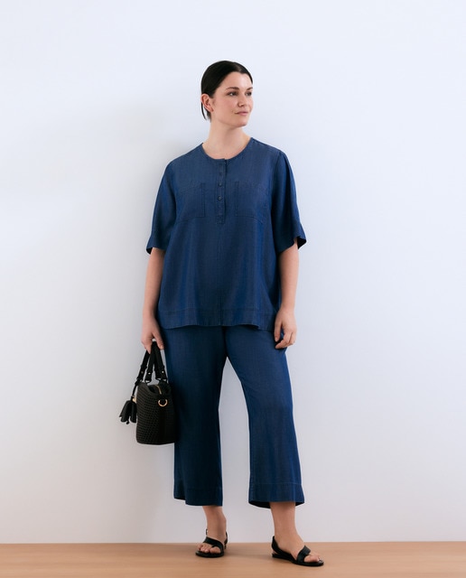 Couchel - Pantalón de mujer fluido cropped Lyocelll.