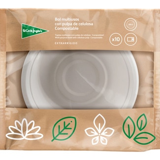 EL CORTE INGLES weiße, kompostierbare Schalen mit Zellstoff extra fest 350 cc Paket 10 Einheiten