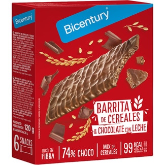 BICENTURY Müsliriegel mit Milchschokolade 74% Schoko 6 Stück Karton 120 g