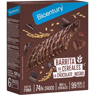 BICENTURY Müsliriegel mit dunkler Schokolade 74% Schoko 6 Stück Karton 120 g
