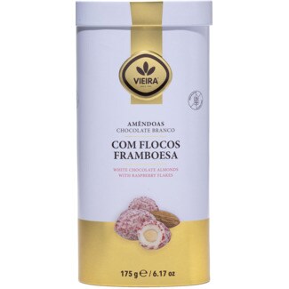 Vieira Amêndoas de Chocolate Branco e Framboesa lata 175 g