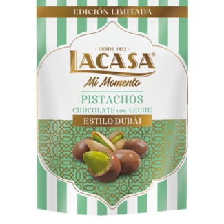Lacasa Amêndoas Cobertas de Chocolate Pistacho embalagem 100 g