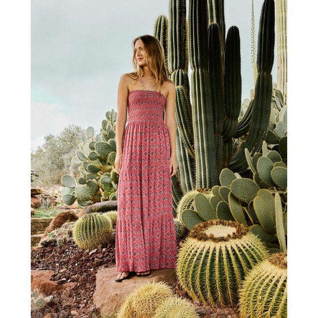 Green Coast - Vestido largo bambula print.
