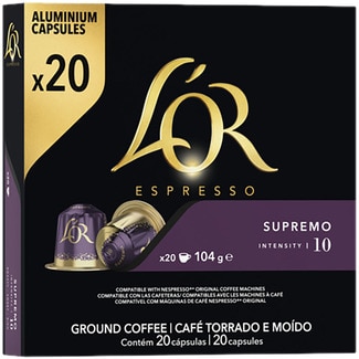 Café Supremo intensidad 10 estuche 20 cápsulas compatibles con máquinas Nespresso - L'or Espresso