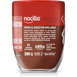 Crema de cacao y avellanas original sin gluten y sin aceite de palma vaso 390 g - Nocilla