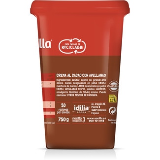 Crema de cacao y avellanas original sin gluten y sin aceite de palma tarrina 750 g formato ahorro! XL - Nocilla