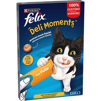 FELIX cremiger Snack für ausgewachsene Katzen Deli Moments Hühnchen x 4 Behälter 40 g