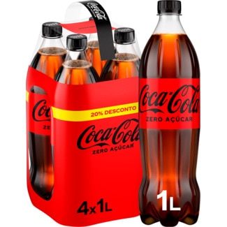 Coca-Cola Refrigerante com Gás Zero Açúcar Pack 4 garrafa 1 L