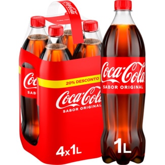 Coca-Cola Refrigerante com Gás Sabor Original  Pack 4 garrafa 1 L