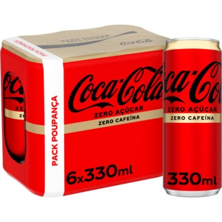Coca-Cola Refrigerante com Gás Zero Cafeína Zero Açúcar Pack 6 lata 33 cl