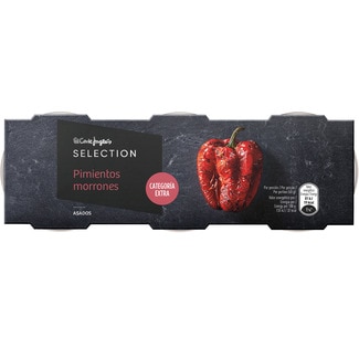 EL CORTE INGLES SELECTION pimientos morrones asados categoría extra pack 3 lata 60 g neto escurrido