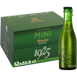 ALHAMBRA RESERVA 1925 mini cerveza rubia extra pack 12 botellas 22,5 cl