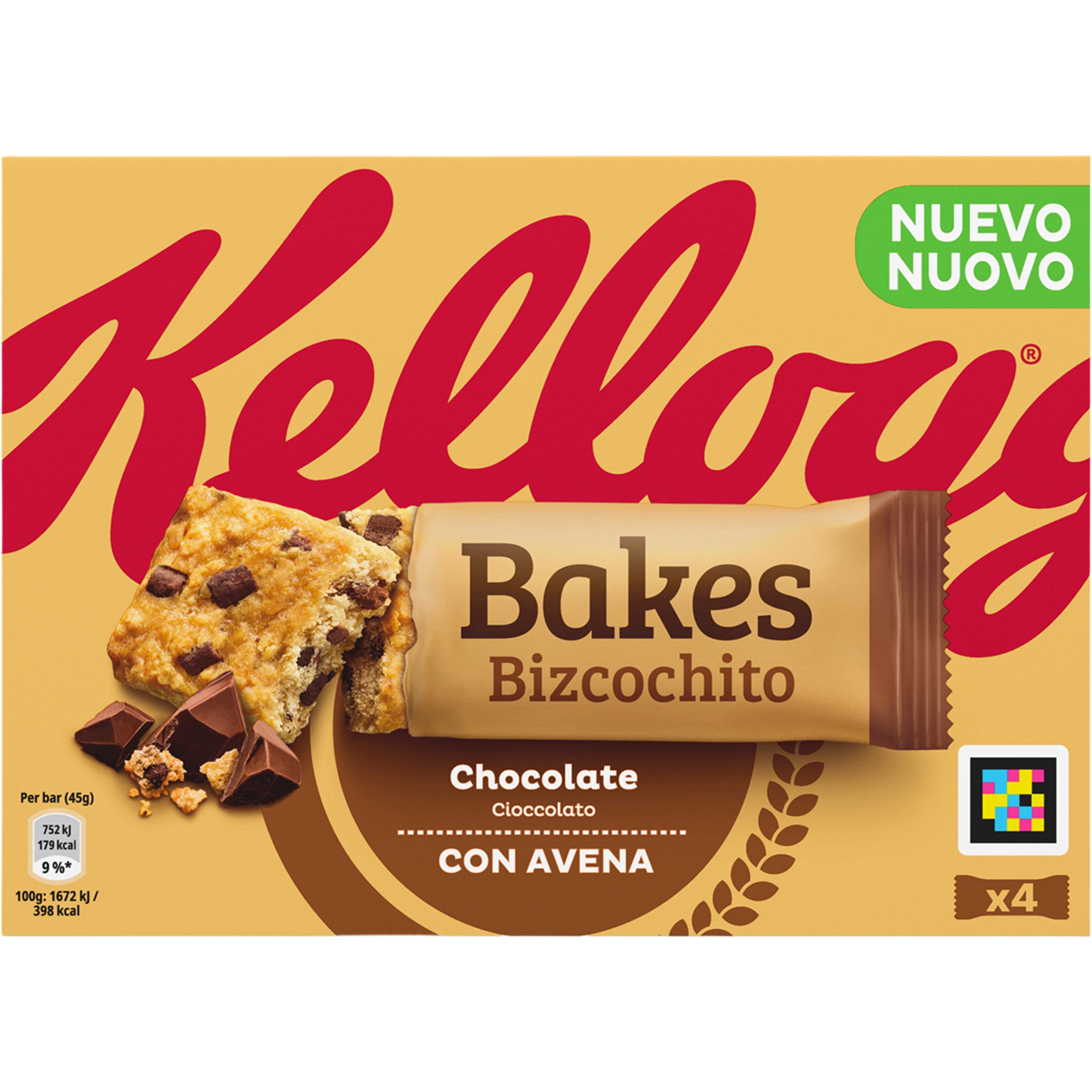 bizcochito con avena y chocolate 4 unidades envasadas individualmente
