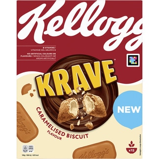 Cereales de desayuno rellenos de crema de galletas caramelizadas paquete 375 g - Kellogg's Krave