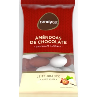 Candycat Amêndoas de Chocolate de Leite e Branco embalagem 90 g