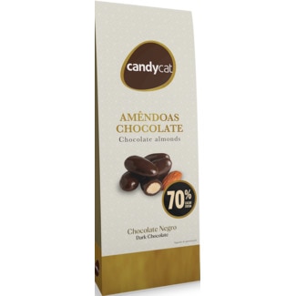 Candycat Amêndoas de Chocolate Negro 70% Cacau embalagem 150 g