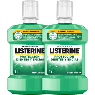 LISTERINE Mundwasser für Zähne und Zahnfleisch, frischer Pfefferminzgeschmack 2er-Pack Flacon 1000 ml Sparpackung