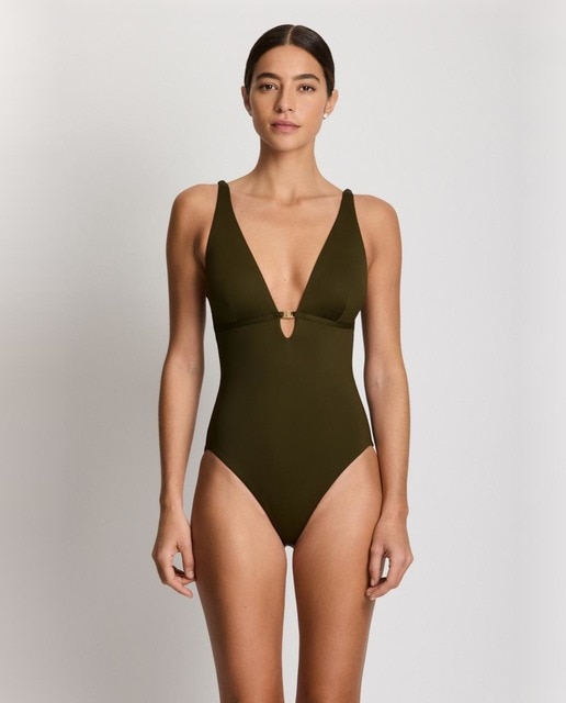 Lauren Ralph Lauren - Bañador de mujer efecto contro ligero escote de pico.