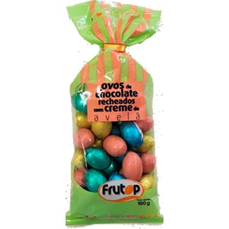 Frutop Ovinhos de Chocolate de Leite  Recheados de Avelã embalagem 180 g