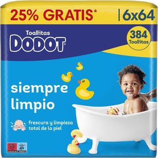 DODOT toallitas húmedas infantiles pack 6x64 unidades envase 384 unidades