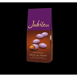 Jubileu Amêndoas Lilás Cobertas com Chocolate embalagem 150 g