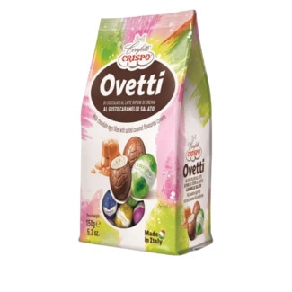 Crispo Ovos Recheados de Caramelo Salgado embalagem 150 g