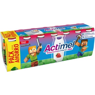 DANONE ACTIMEL Kids L. Casei con fresa sin gluten pack 14 unidades 100 g pack ahorro