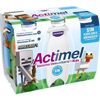DANONE ACTIMEL Kids L. Casei natural sin azúcares añadidos pack 6 unidades 100 g