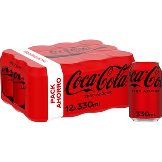 COCA-COLA ZERO sugar-free cola soft drink 12-pack tins 33 cl