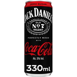 JACK DANIEL'S Whiskey combinado cola zero sin azucar lata 33 cl
