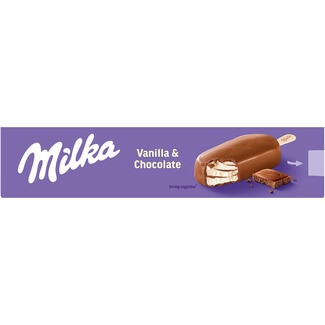 Helado de vainilla & chocolate con leche 3 unidades estuche 270 ml - Milka