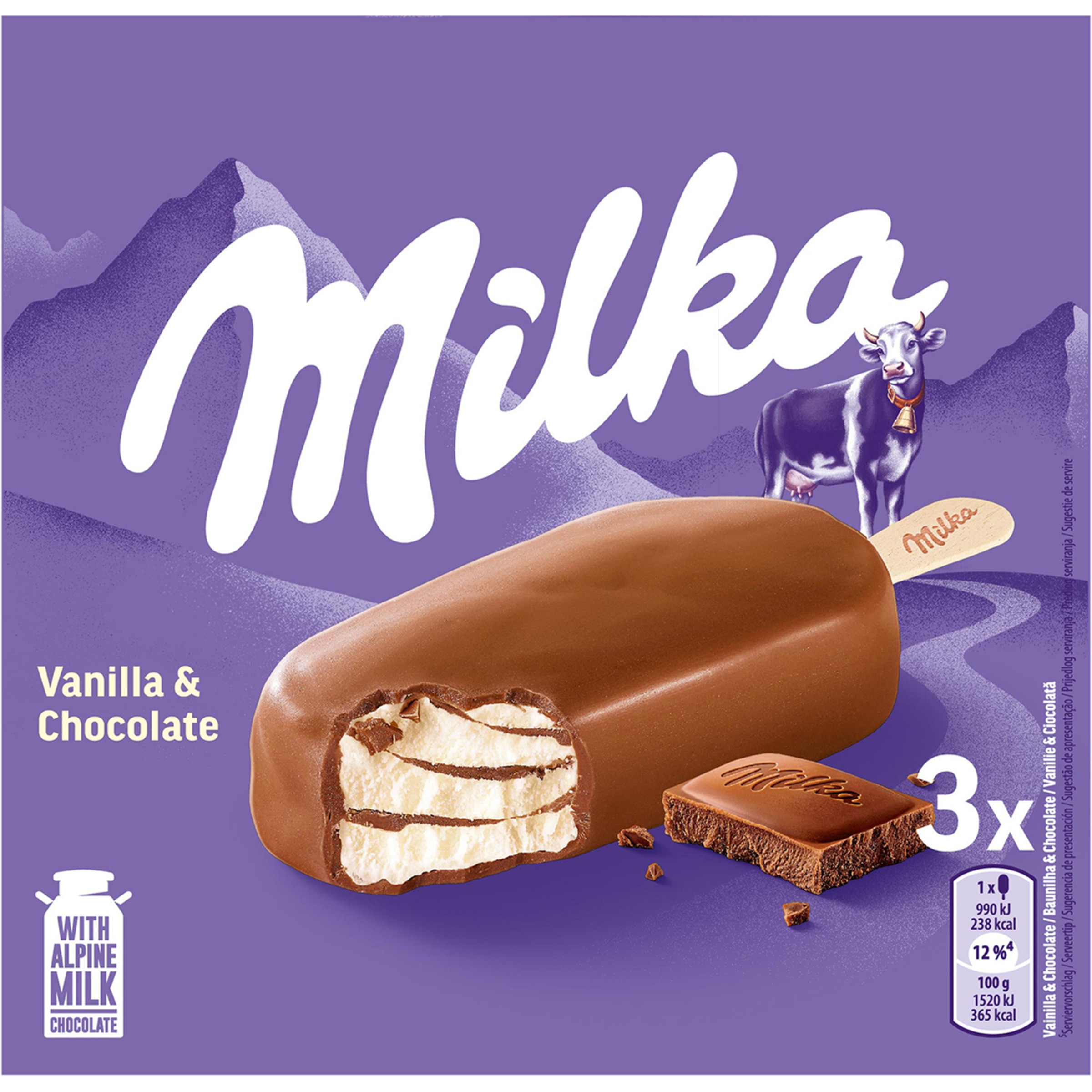 helado de vainilla & chocolate con leche 3 unidades