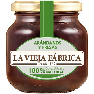 LA VIEJA FABRICA Cero Blaubeer- und Erdbeermarmelade null raffinierter Zucker Flacon 280 g