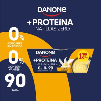 Protein natillas con proteínas sabor vainilla 0% azúcares añadidos pack 4 unidades 120 g sin gluten - Danone
