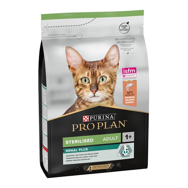 Purina Pro Plan - Pienso para gatos adultos esterilizados Purina Pro Renal Plus salmón
