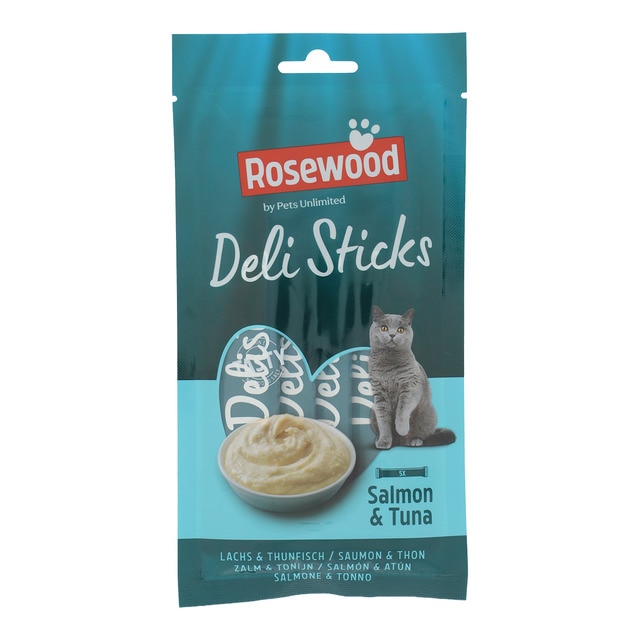 Rosewood - Snack para gatos adultos Delisticks Rosewood salmón y atún 5 x 15 g.