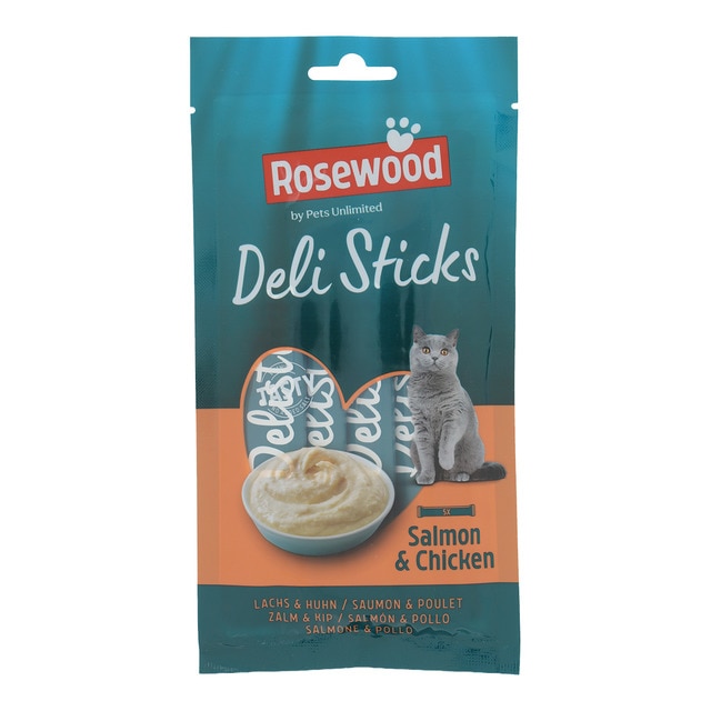 Rosewood - Snack para gatos adultos Delisticks Rosewood salmón y pollo 5 x 15 g.