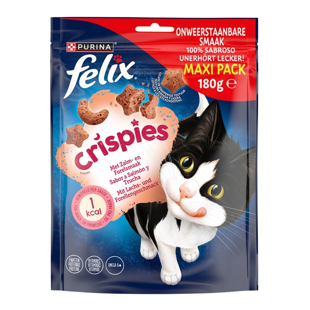 Felix - Snack para gatos adultos Félix Crispies salmón y trucha