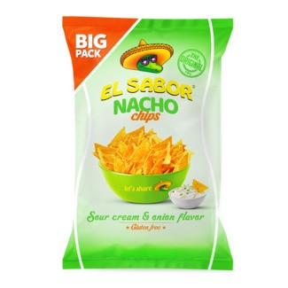El Sabor Nachos Chips Cream e Cebola embalagem 180 g