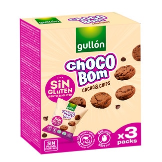 Gullón Bolachas Choco Bom Mini Cacau Chip Pack 3 unidades embalagem 40 g