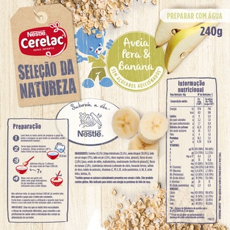 Cerelac Papa Láctea Aveia, Pera e Banana +6M embalagem 240 g