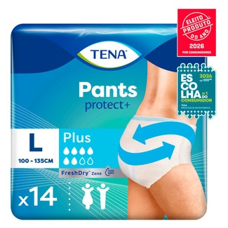 Tena Cuecas para Adultos com Incontinência Absorventes Pants Plus Tamanho L embalagem 14 unidades