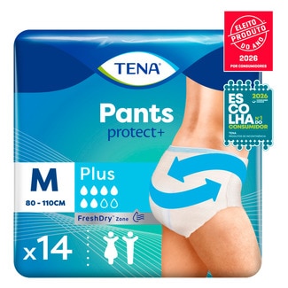 Tena Cuecas para Adultos com Incontinência Absorventes Pants Plus Tamanho M embalagem 14 unidades