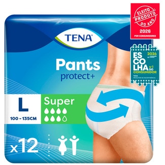 Tena Cuecas para Adultos com Incontinência Absorventes Pants Super Tamanho L embalagem 12 unidades
