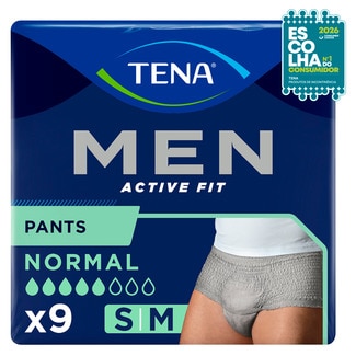 Tena Cuecas para Adultos Homem de Incontinência Men Active Fit Normal Tamanho S/M embalagem 9 unidades