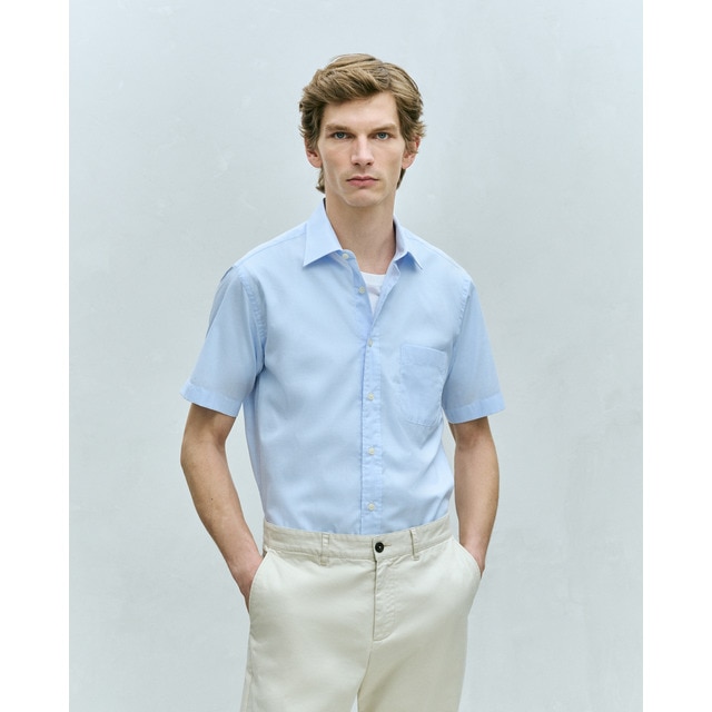 Dustin - Camisa de manga corta de vestir microcuadros..