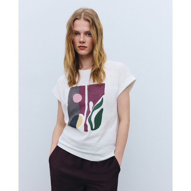 Tintoretto - Camiseta de mujer manga corta con dibujo posicional.