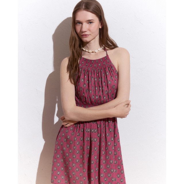 Green Coast - Vestido corto halter print.