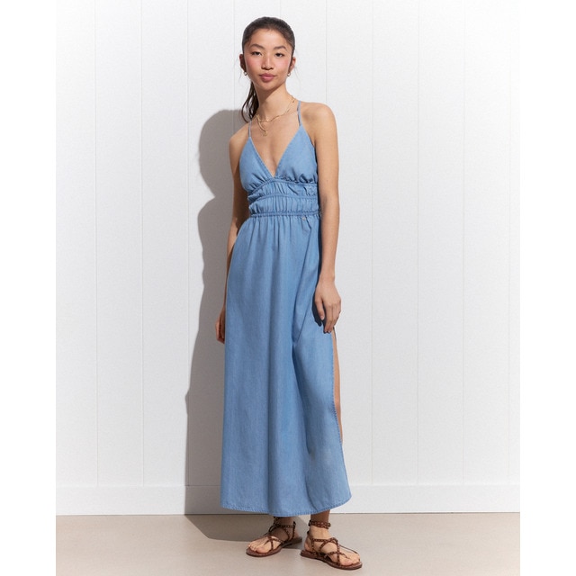 Green Coast - Vestido largo light denim.